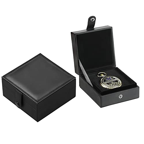 TREEWETO Luxury PU Leather Pocket Watch Box Display Storage Case - Image 3