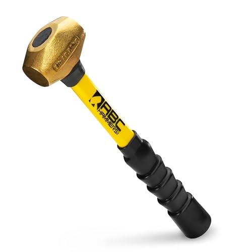 ABC HAMMERS Brass Hammer - 2 lb. USA Made Non-Sparking Hammer with 12" Fiberglass Handle & Double Faced Head - ABC2BFB - Image 1