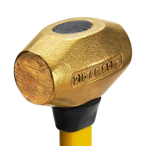 ABC HAMMERS Brass Hammer - 2 lb. USA Made Non-Sparking Hammer with 12" Fiberglass Handle & Double Faced Head - ABC2BFB - Image 2