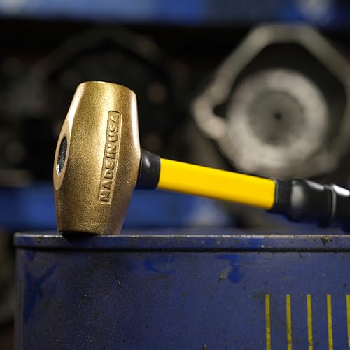 ABC HAMMERS Brass Hammer - 2 lb. USA Made Non-Sparking Hammer with 12" Fiberglass Handle & Double Faced Head - ABC2BFB - Image 4