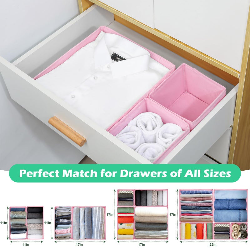 Wrrlors Drawer Clothing Organizer 16-Pack, Pink 3 Sizes Underwear Drawer Dividers, Fabric Folding Wardrobe Organizer for Baby Clothes, Bras, Underwear, Underpants, Belts, Socks, Ties, etc. - Image 4