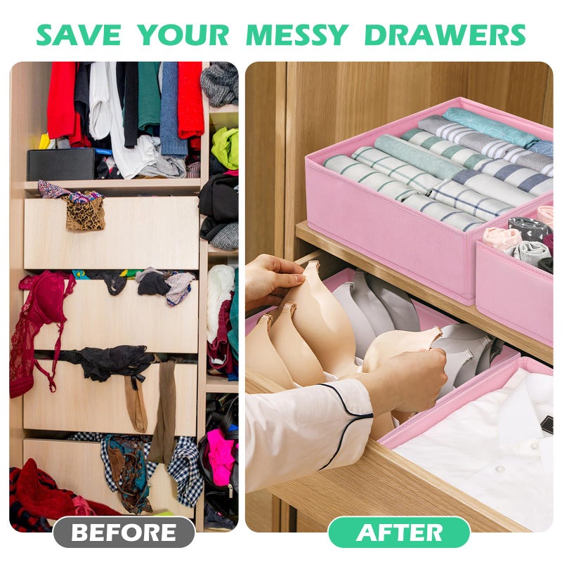 Wrrlors Drawer Clothing Organizer 16-Pack, Pink 3 Sizes Underwear Drawer Dividers, Fabric Folding Wardrobe Organizer for Baby Clothes, Bras, Underwear, Underpants, Belts, Socks, Ties, etc. - Image 3