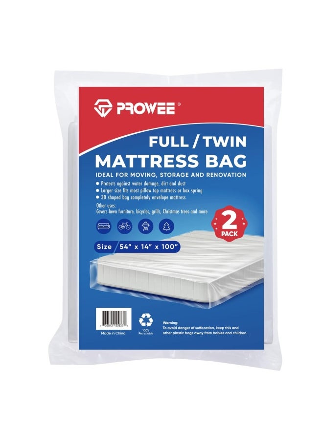 Generic - 2 Pack Full Twin Mattress Bag Clear Mattress Storage Bag Mattress Bag For Disposal Twin Mattress Plastic Cover For Moving - Image 1