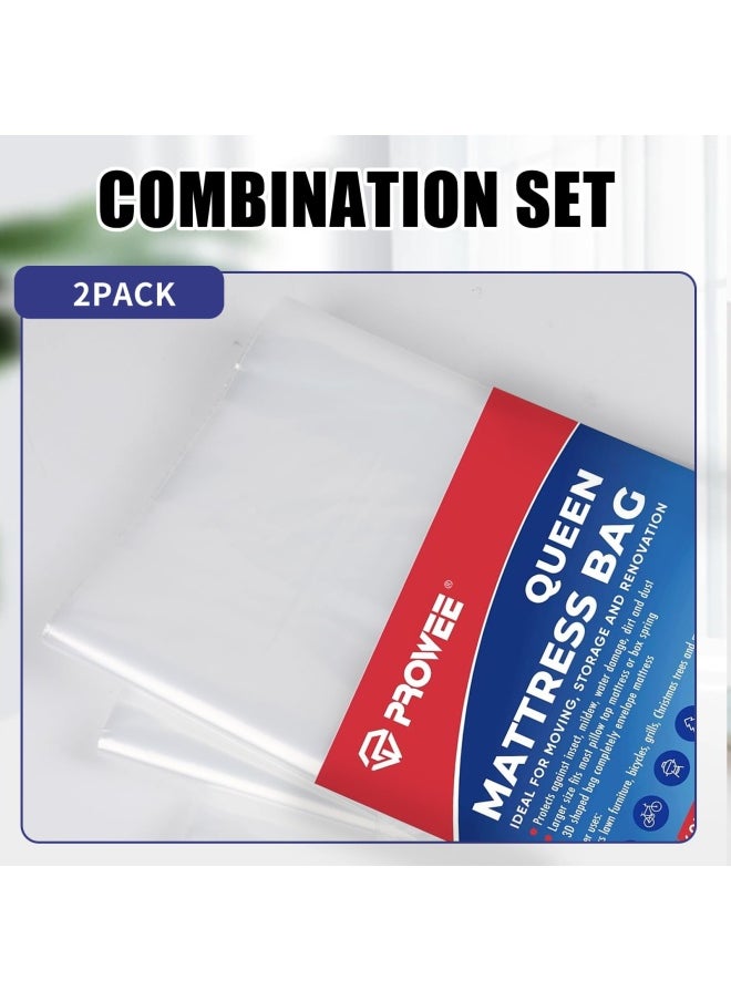 Generic - 2 Pack Full Twin Mattress Bag Clear Mattress Storage Bag Mattress Bag For Disposal Twin Mattress Plastic Cover For Moving - Image 1