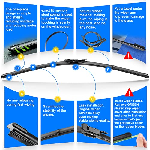 RAINTOK Windshield Wiper Blades Replacement for Ford Escape 2013 2014 2015 2016 2017 2018 2019 Original Factory Quality Front Rear Wipers Blade Set for My Car - 28" 28" 11" (Pack of 3) - Image 3