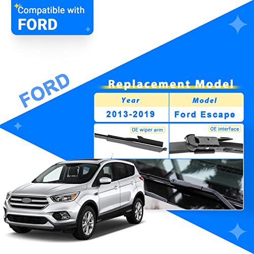 RAINTOK Windshield Wiper Blades Replacement for Ford Escape 2013 2014 2015 2016 2017 2018 2019 Original Factory Quality Front Rear Wipers Blade Set for My Car - 28" 28" 11" (Pack of 3) - Image 2