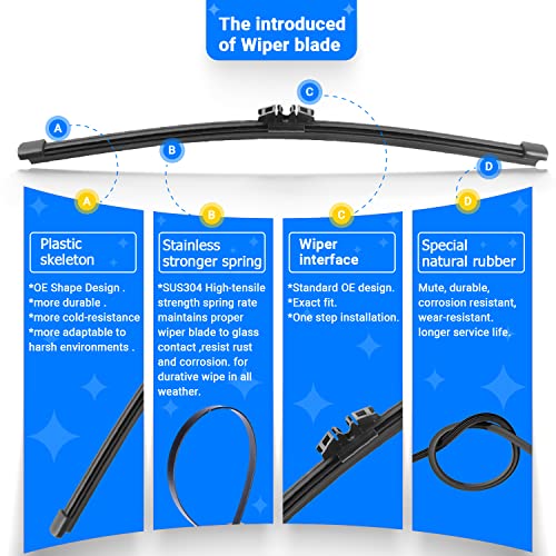 RAINTOK Windshield Wiper Blades Replacement for Ford Escape 2013 2014 2015 2016 2017 2018 2019 Original Factory Quality Front Rear Wipers Blade Set for My Car - 28" 28" 11" (Pack of 3) - Image 5
