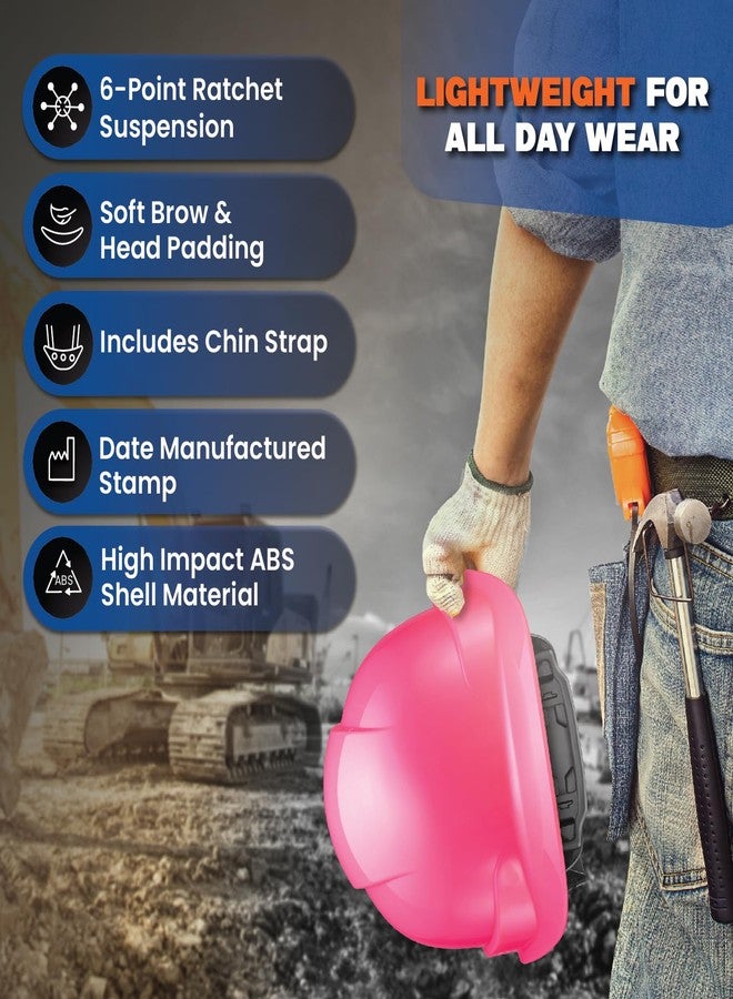 Acerpal Updated Cap Hard Hat, Pink, Padded, OSHA Construction Safety Approved Hardhats, Hard Hats for Men, Cascos De Construccion Helmet. - Image 3