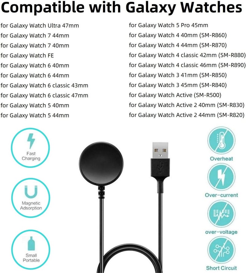 سكيدو كابل شحن USB من ، شاحن لاسلكي مغناطيسي مع قاعدة شحن لساعة سامسونج جالاكسي (USB-A) - Image 2