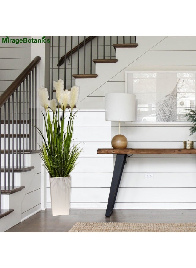 MirageBotanics Artificial Pampas Grass with Tall White Planter, Reed Grass Plant,Faux Plants Artificial Plants for Home Ofiice Decor (150cm) - Image 2