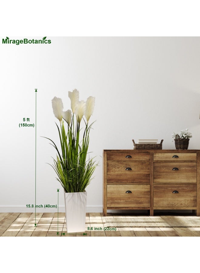 MirageBotanics Artificial Pampas Grass with Tall White Planter, Reed Grass Plant,Faux Plants Artificial Plants for Home Ofiice Decor (150cm) - Image 4
