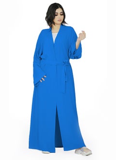 Solid Open Front Abaya With Matching Belt - Blue - pzsku/ZE27B2D39466C43E57680Z/45/_/1707823414/3ecad09c-5d2c-488a-900a-180cf8357dfe