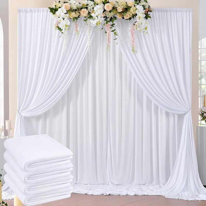 NSSONBEN 20ft x 8ft Wrinkle Free White Backdrop Curtains for Parties, 4 Panels Thick Polyester Photo Backdrop Drapes - Image 1