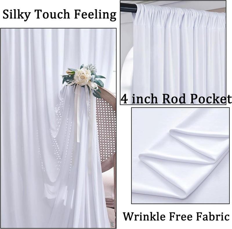 NSSONBEN 20ft x 8ft Wrinkle Free White Backdrop Curtains for Parties, 4 Panels Thick Polyester Photo Backdrop Drapes - Image 2