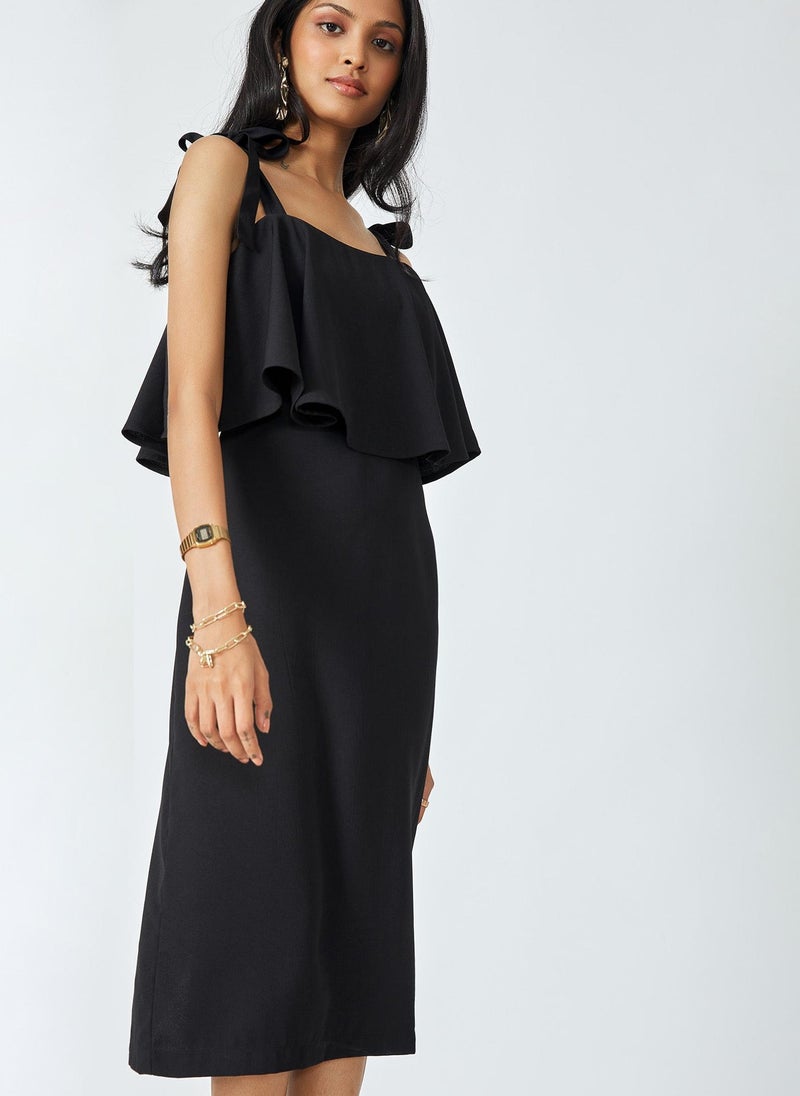 The Label Life Black Tie Up Strappy Dress – Chic & Flowy - Image 3