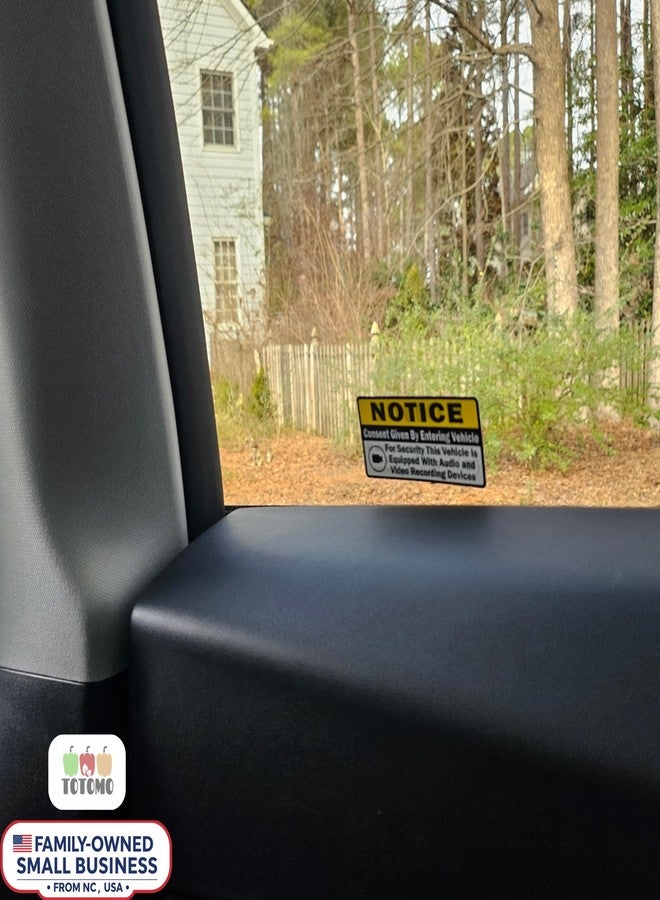 TOTOMO (Set of 8) Notice Audio and Video Recording Consent Stickers - Double-Sided Self-Adhesive Signs - Dashcam Warning Decals for Rideshare, Taxi, and Commercial Vehicles - Durable & Weatherproof - Image 5