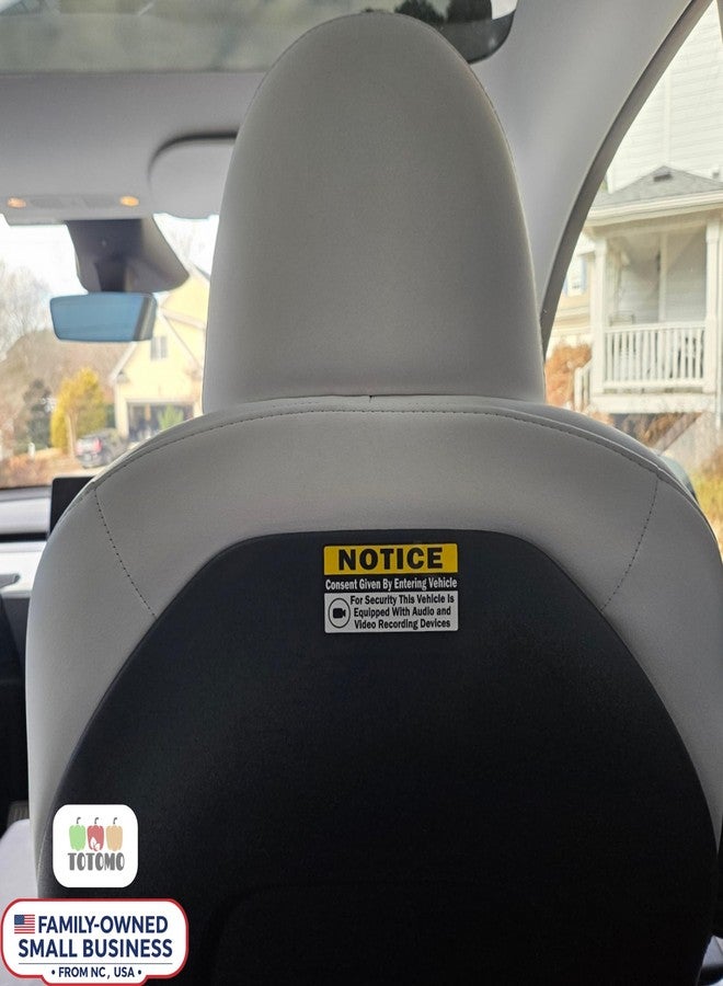 TOTOMO (Set of 8) Notice Audio and Video Recording Consent Stickers - Double-Sided Self-Adhesive Signs - Dashcam Warning Decals for Rideshare, Taxi, and Commercial Vehicles - Durable & Weatherproof - Image 3