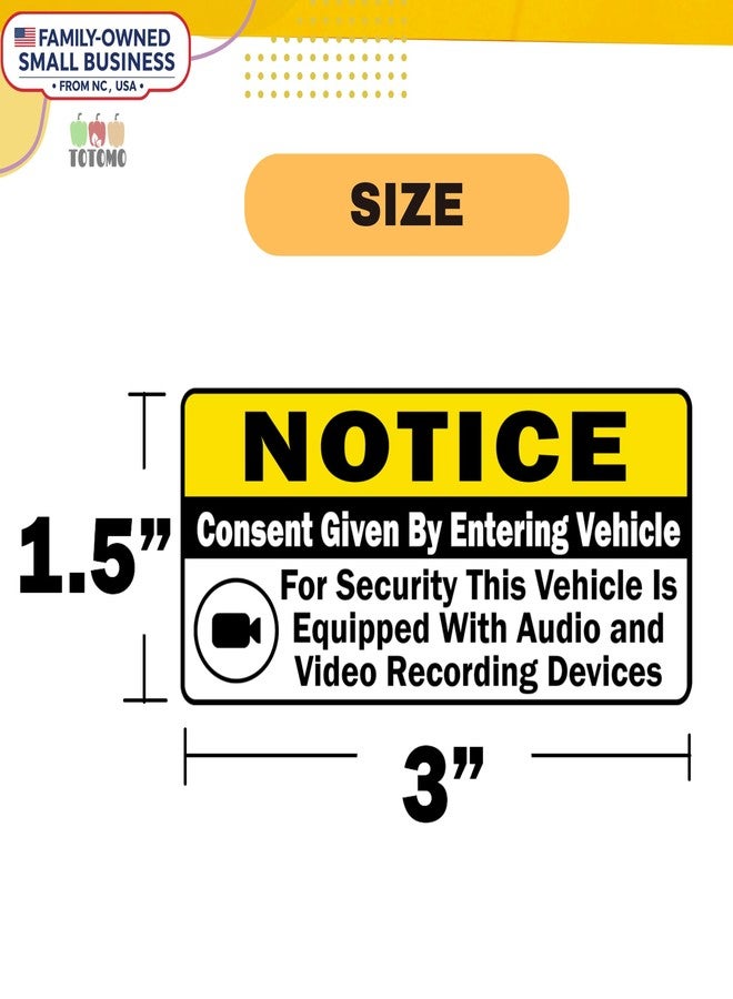 TOTOMO (Set of 8) Notice Audio and Video Recording Consent Stickers - Double-Sided Self-Adhesive Signs - Dashcam Warning Decals for Rideshare, Taxi, and Commercial Vehicles - Durable & Weatherproof - Image 2
