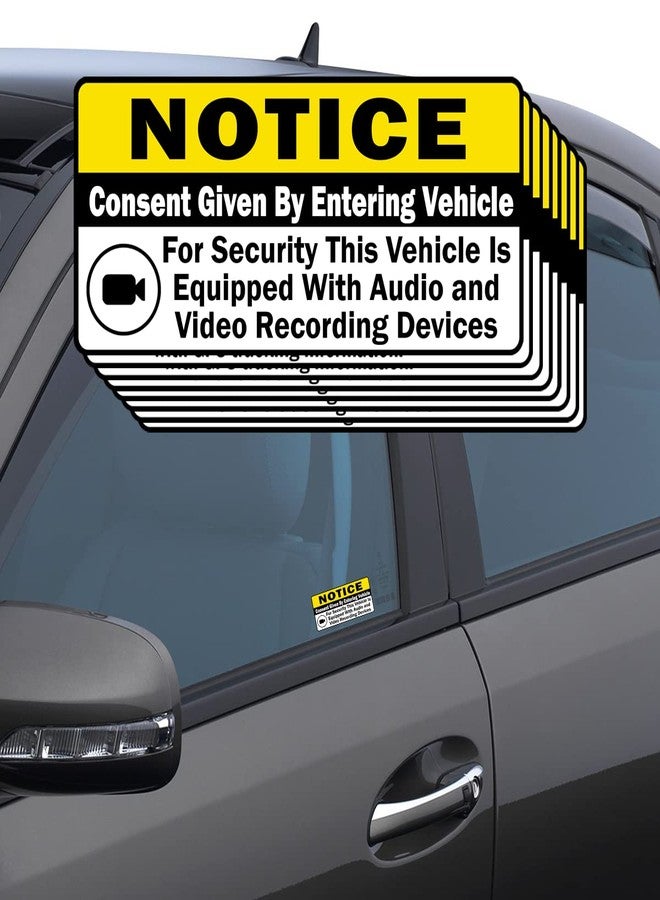 TOTOMO (Set of 8) Notice Audio and Video Recording Consent Stickers - Double-Sided Self-Adhesive Signs - Dashcam Warning Decals for Rideshare, Taxi, and Commercial Vehicles - Durable & Weatherproof - Image 1