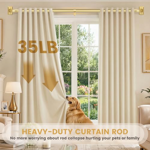 TANGWIN Gold Wrap Around Curtain Rods 28 to 48 Inch:Blackout Heavy Duty Adjustable Window Curtain Rod Room Darkening,Modern Industrial Curved French Return Metal Drapery Rods Easy Install,Brushed Gold - Image 3