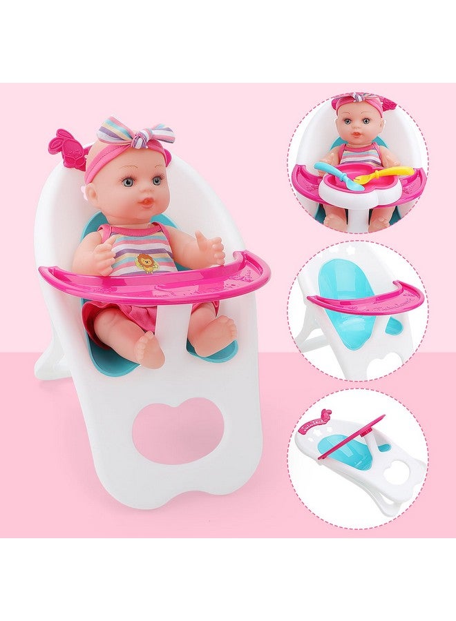 دياو مجموعة عربة أطفال دياو مع ملحقات الحضانة - كرسي مرتفع، سجادة لعب، حقيبة سفر وألعاب تغذية للعب الأدوار، هدية للبنات - Image 2