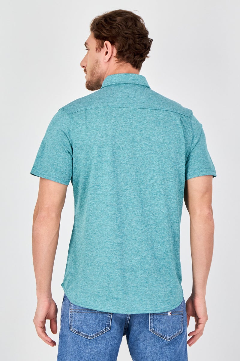 Report Collection Men Modern Fit Heather Short Sleeve Polo Shirt, Heather Green - Image 3