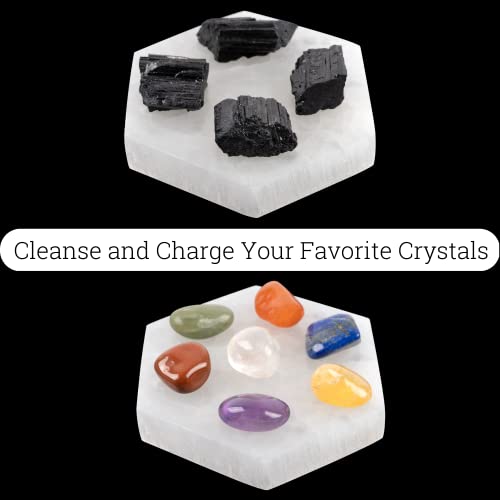 Wish Well Selenite Charging Plate – 4” Hexagon Selenite Crystal – Mined and Crafted in Morocco – Ideal for Cleansing & Recharging Crystals & Healing Stones – Protection Crystals – Spiritual Gifts & Decor - Image 3