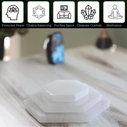 Wish Well Selenite Charging Plate – 4” Hexagon Selenite Crystal – Mined and Crafted in Morocco – Ideal for Cleansing & Recharging Crystals & Healing Stones – Protection Crystals – Spiritual Gifts & Decor - Image 4