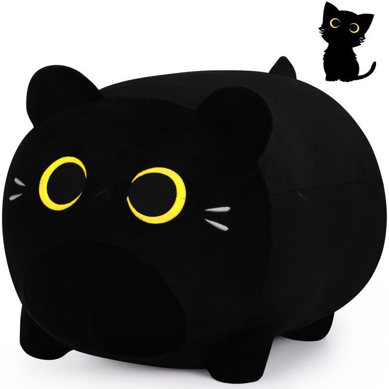 Auspicious beginning Black Cat Plush Stuffed Animal118 Black Cat Plush Toy Cute Soft Plush Pillow Cute Soft Plushie Pillow Plushie Stuffed Cat Toys Christams Birthday Decoration Doll Gift for Kids Girls Boys - Image 3