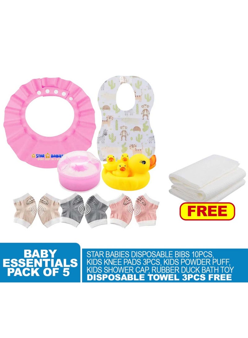 STAR BABiES Baby Essentials Pack Pack Of 5 With Disposable Towel Pack Of 3 Free-Girls - Image 2
