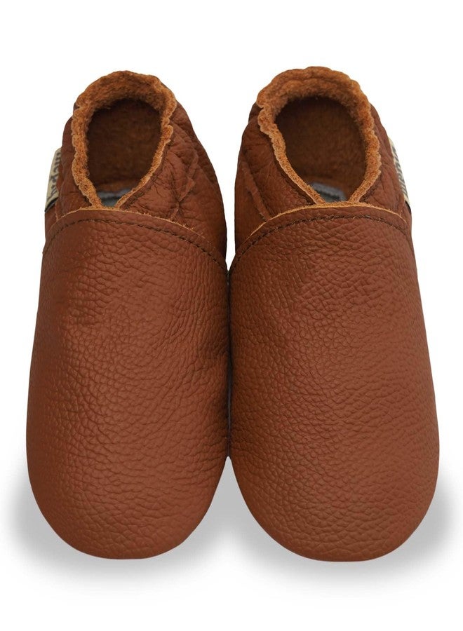 mepiq Crib shoes baby moccasins for boys girls toddler soft leather baby walking shoes slippers Braun 6-12 months infant - Image 1
