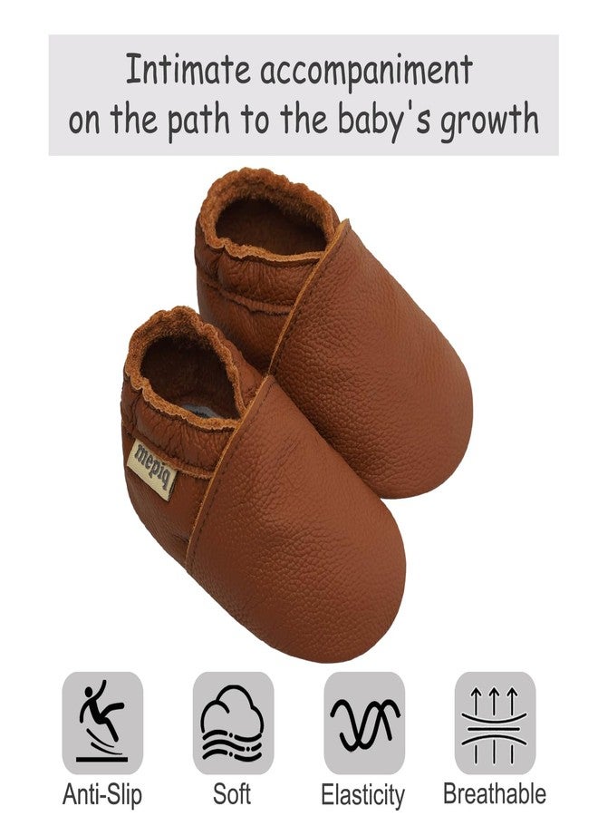 mepiq Crib shoes baby moccasins for boys girls toddler soft leather baby walking shoes slippers Braun 6-12 months infant - Image 2