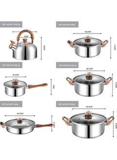 Bukela Stainless Steel Cookware Set 12-Piece | Multi-Purpose Steel Cookware with Removable Handles | Stainless Cooking Set for All Stovetops & Dishwasher Safe  - Image 3