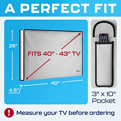 Garnetics Outdoor TV Cover 43 Inch – Waterproof, Weatherproof TV Enclosures with Smart Shield Screen Protectors, Ideal for Outdoor Use, Moving, and Storage - Gray - Image 3