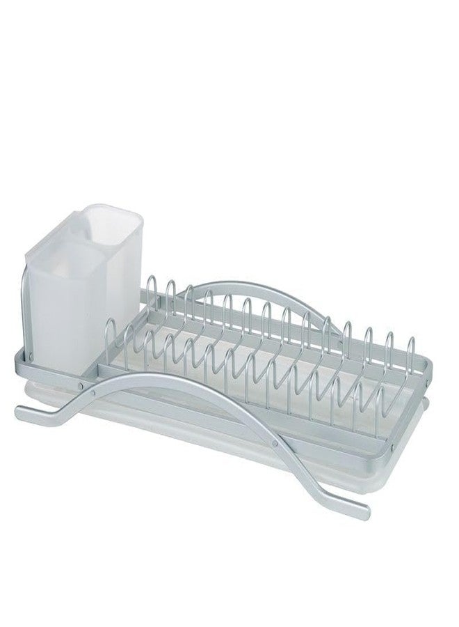 NANIAAY 3 in 1 Aluminum Dish Drying Rack | Rustproof Countertop Drainer with 14 Plate Slots, Utensil Holder & Removable Drip Tray | Kitchen Organizer (16" x 7.7" x 4.8") - Image 5