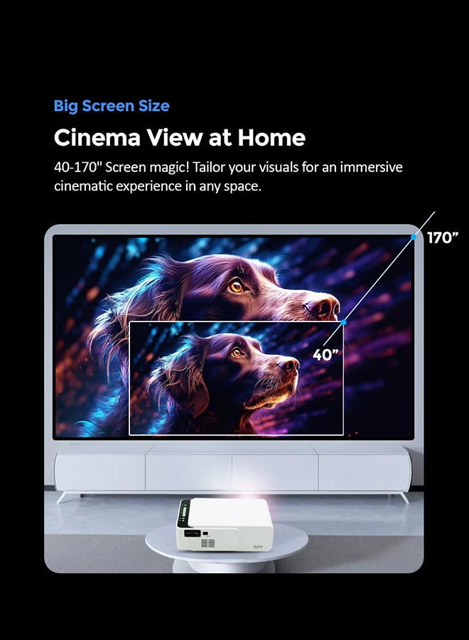 وونكت جهاز بروجيكتور بدقةٍ عالية الوضوح 1080P مع مكبرات صوت محيط ستيريو T5 أبيض - Image 2