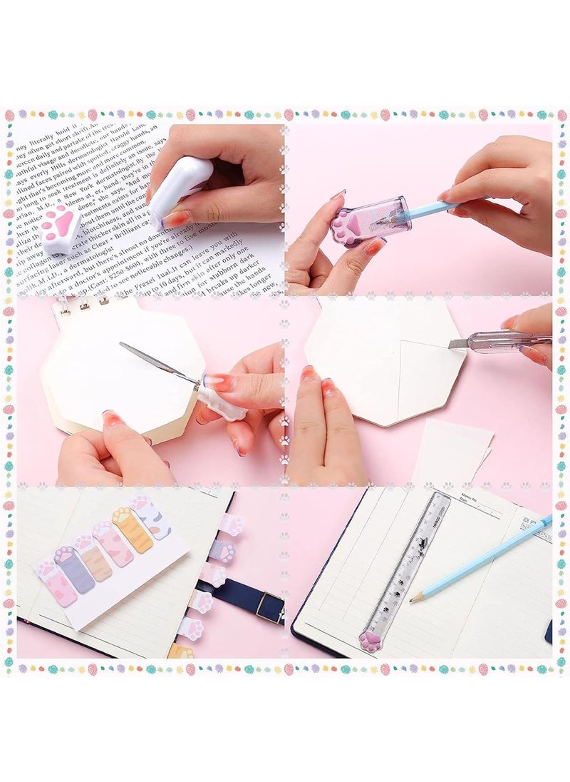 8 Pcs Lovely Cat Paw Stationery Set School Boys Girls Cat Lover Supplies, Including Pencil Sharpener Retractable Eraser Correction Tape Sticky Notes Ruler Mini Scissors Utility Knife - pzsku/ZE27B68D89E264D3E4C02Z/45/_/1701661972/9ee28004-7624-4d24-b3ea-5266c86c90db