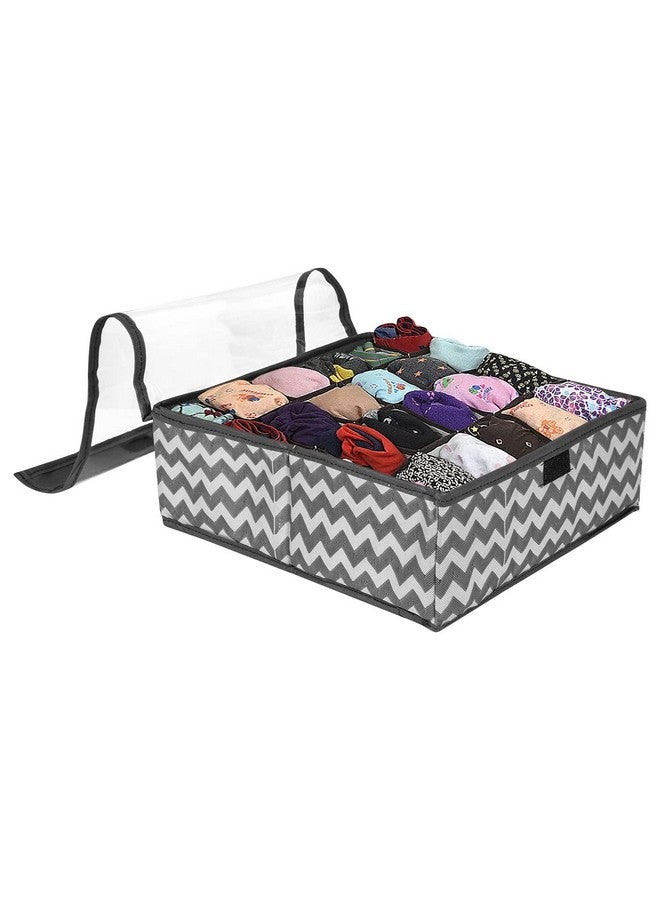 PrettyKrafts Fabric Innerwear Clothing Organizer 15+1 Compartment,Folding Drawer Wardrobe Organizer,Bra,Scarf,Belt,Tie,Undergarments,Foldable Storage Box With Lid,Dressing Table Storage Box(Black) - Image 1