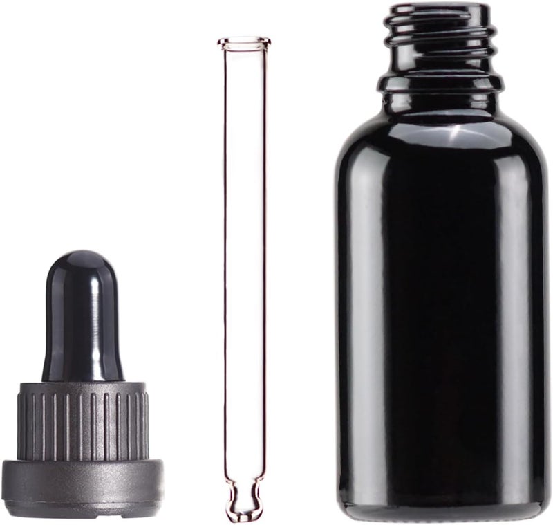 YIZHAO Black Glass Dropper Bottle 30 ml, Dropper Bottle with [Crystal Droppers], for Essential Oil, Aromatherapy, Fragrance, Perfume Oils, Massage, Laboratory, Apothecary - 18Pcs - Image 4