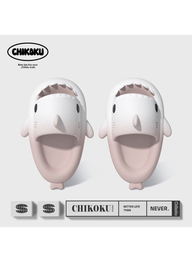Chikoku Gradient Shark Slippers Men Summer Outdoor Thick-soled Soft Bottom Home Anti-slip Couple Fashion Slippers Women - Image 2