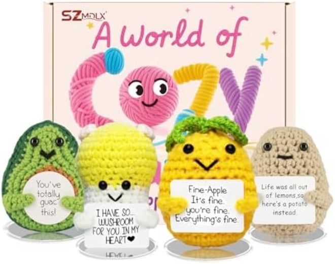 SZMDLX Handmade Crochet Animal Set of 3 - Knitted Rabbit, Chicken, and Bee Desk Decor with Stands - Emotional Support Gift for Teachers, Mom,  Friends - Image 3