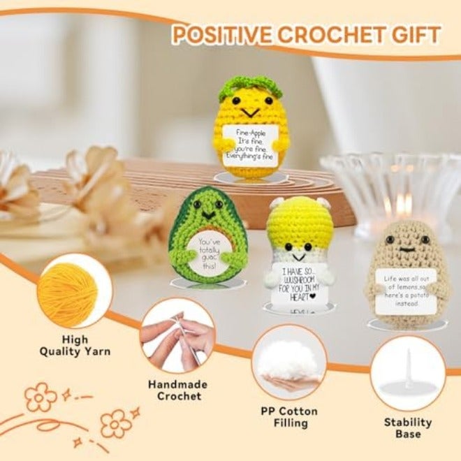 SZMDLX Handmade Crochet Animal Set of 3 - Knitted Rabbit, Chicken, and Bee Desk Decor with Stands - Emotional Support Gift for Teachers, Mom,  Friends - Image 4