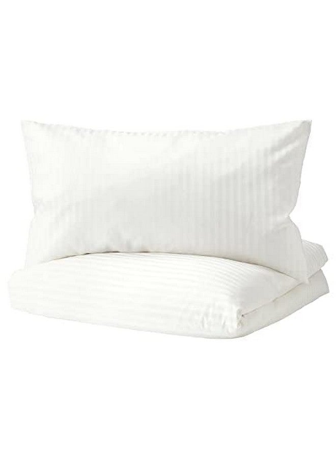 BD WEAVES Plain White cotton Stripes - Single bedsheet bedding set - 400 TC soft 1 cm a striped finish | with One Pillow Cover | Gives 5 star look to your room | Adding tint of richness and class touch | singed & mercerised |400 TC Single  - Image 3