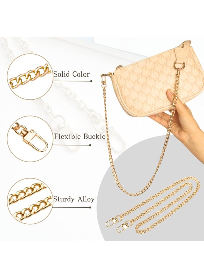 47” Flat Chain Strap, Handbag Chain Strap Crossbody, Purse Chain Strap Replacement, Aluminum Alloy Chain with Buckles, Gold Color  - Image 3