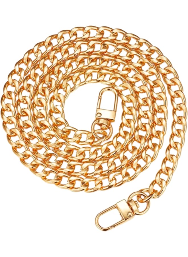 47” Flat Chain Strap, Handbag Chain Strap Crossbody, Purse Chain Strap Replacement, Aluminum Alloy Chain with Buckles, Gold Color  - Image 1