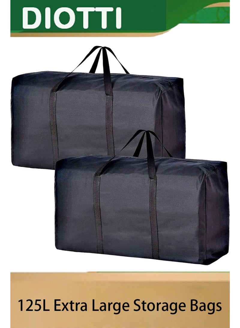 ديوتي عبوتان من أكياس التخزين الكبيرة جدًا سعة 125 لترًا بسحابات ومقابض متينة، وحقائب نقل كبيرة الحجم للملابس والبطانيات والسفر والتنظيم الموفر للمساحة - Image 1