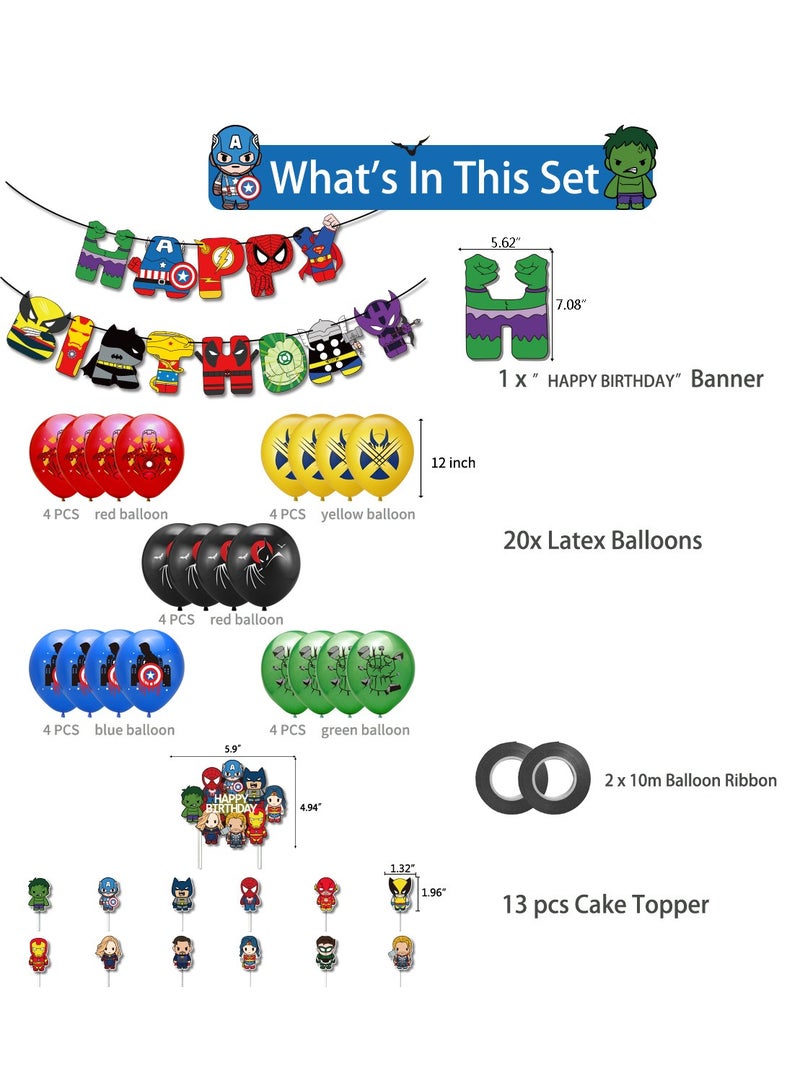 Spiderman Superhero League Birthday Party Decoration Set Happy Birthday Banner Bunting Cake Decorating Topper Balloons For Boys Girls Birthday Decoration - Image 3