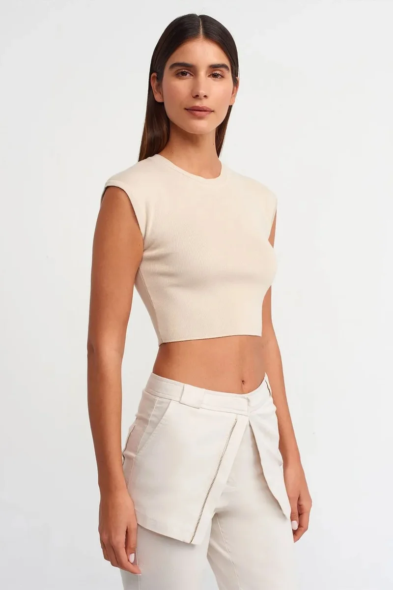 DILVIN Women's Sleeveless Ribbed Crop T-Shirt