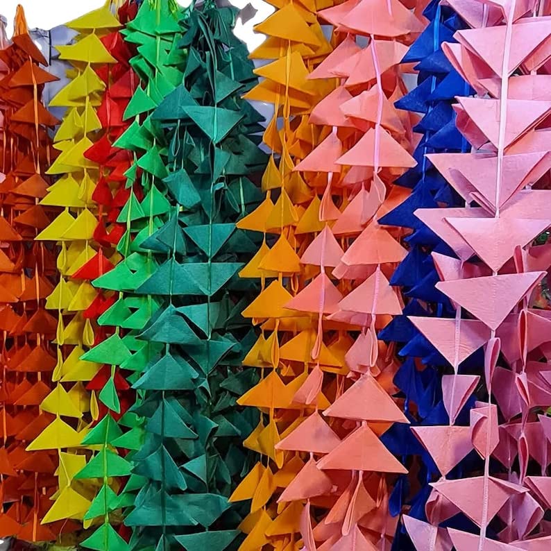 Abhaas Decorative Triangle Felt Fabric Garlands Handmade 4Ft. Hanging Toran Indian For Mehndi, Haldi, Wedding, Party Décor/Backdrops, Holi, Color Theme Party, Festivals, 135 Cm - Image 5