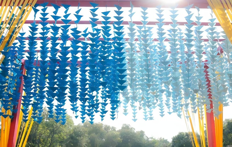 Abhaas Decorative Triangle Felt Fabric Garlands Handmade 4Ft. Hanging Toran Indian For Mehndi, Haldi, Wedding, Party Décor/Backdrops, Holi, Color Theme Party, Festivals, 135 Cm - Image 3